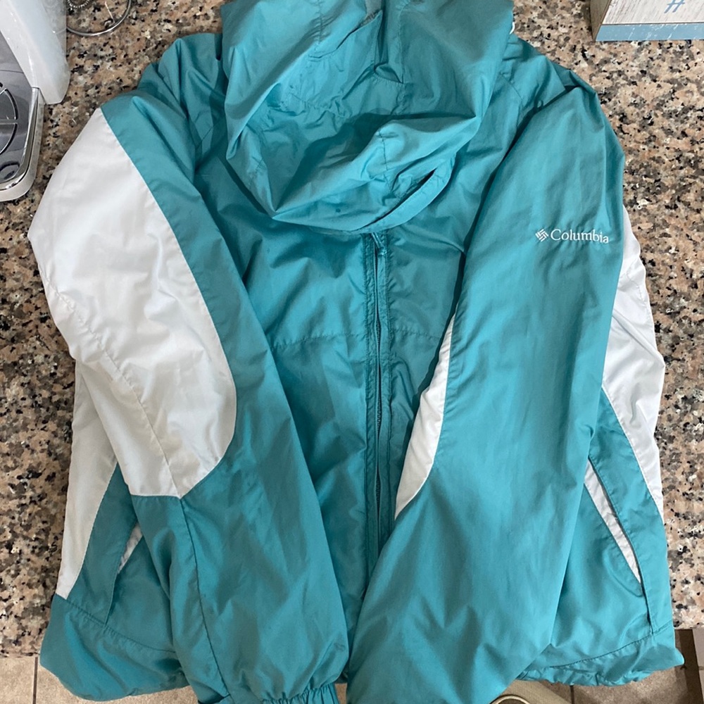 Colombia Jacket-Aqua and White size M